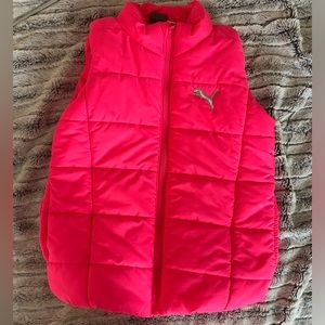 Bright Pink Puma Puffer Vest Girls XS 5/6